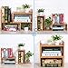 VSADEY Desk Storage Organizer Bamboo Adjustable Desktop Organizer Display Shelf Rack Bookshelf, Office Supplies Desk Organizer, Natural Wood