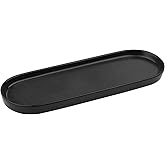 VanEnjoy Black Vanity Tray for Bathroom Counter, Long Narrow Tray Ceramic Tray for Kitchen Counter for Soap Bottles