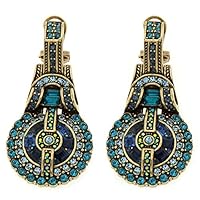 Heidi Daus SWAROVSKI Crystal Drop Clip-On Earrings ~Guilty Pleasure (Montana Blue)