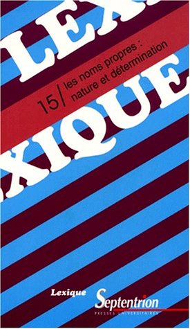 Les  noms propres, nature et détermination