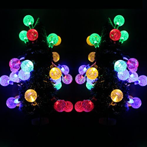30ft Solar Outdoor String Lights, CoolTime 30ft 50 LED Crystal Globe Waterproof Fairy String Lights, Solar Powered Outdoor String Lights for Christmas Halloween Garden Yard Wedding Party. (RGB)