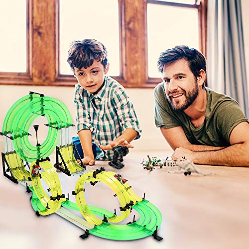 RC Car with Track,Syslux Racing Track Car, Car Race Track Sets Speeding Racing Car with 3D Track,2 Cars, 2 Hand-Operated Controllers, Assembly for Children Educational Toy Birthday - Thumbnail 5