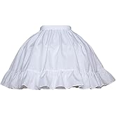 YULUOSHA Women Girls Crinoline Short Petticoat 2 Hoops Victorian Skirt Ball Gown Elastic Waist Underwear Half Slip Underskirt