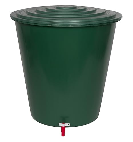 Kreher XL Wassertank 210 Liter aus Kunststoff in Grün. Inklusive Wasserhahn (optional zu montieren) und Deckel mit Sicherheit
