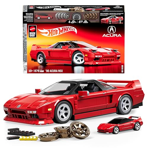 Mattel Brick Shop Hot Wheels Elite Serie Bauset, ’90 Acura NSX mit 876 Teilen, realistischen Details und individuellen Aufklebern, für Sammler und Kinder ab 10 Jahren, JFT17