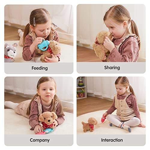 TUMAMA Puppy Interactive Plush Toy, Walking & Barking Robot Dogs with