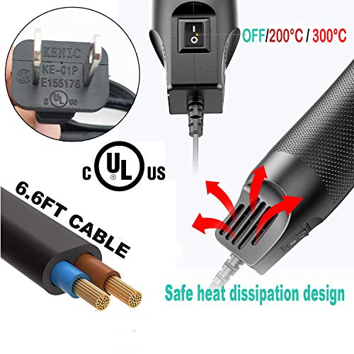 Heat Gun for Crafts Bubble Remover 6.6ft Cable DualTemperature 300W