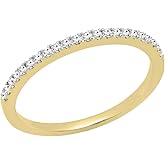 Dazzlingrock Collection Valentine's Day Gift 0.15 Ctw 14K Real Solid Gold Round White Natural Diamond Women Wedding Stackable Band