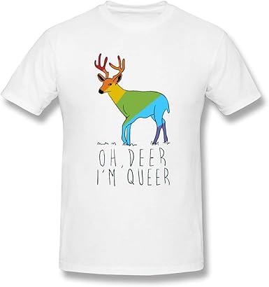 Camisetas Blancas Transpirables Oh Deer Im Queer Funny Gay Pride Design para Hombre: Amazon.es: Ropa y accesorios