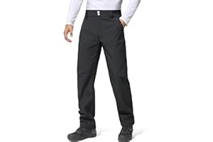 FREE SOLDIER Men's Warm Windproof Winter Fleece Lined Pants Hiking Expandable-Waist Softshell Snow Ski Pants