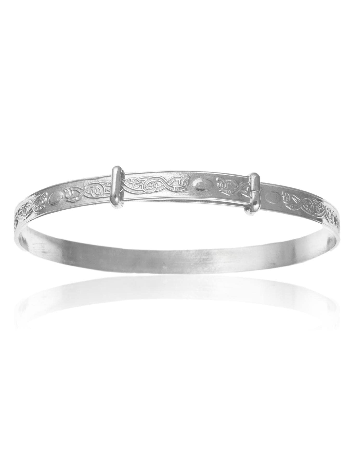 Designer Inspirations Boutique 5MM Wide Irish Celtic Design Expanding/Expandable/Adjustable Bangle Bracelet for Baby/Child/Children/Women - 925 Sterling Silver - Size: CHILD