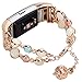 Imymax for Fitbit Charge 2 Bands Bracelet Adjustable Wristband Handmade Night Luminous Pearl Charge 2 Bracelet with Essential Oil/Perfume Storage Pendant for Women/Girls (Rose Pink)