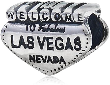 Welcome to Las Vegas Charm 925 Sterling Silver Charm Nevada Charm Travel Charm for Pandoar Bracelet