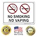 No Smoking No Vaping Sign, 10x7 Inches, Rust Free .040 Aluminum, Fade Resistant, Made in USA