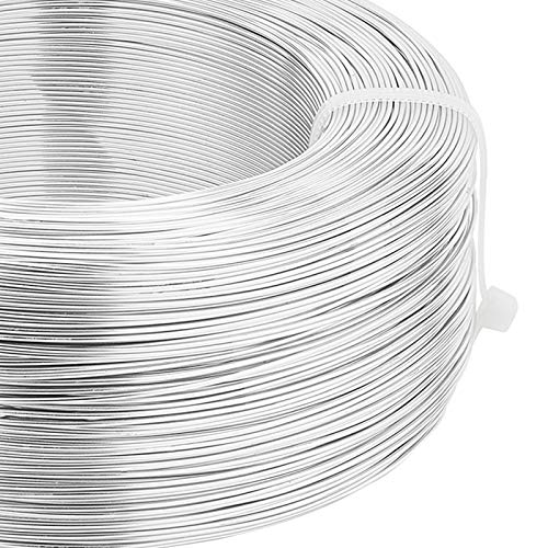 BENECREAT 20 Gauge (0.8mm) Silber Aluminiumdraht 984Fuß (300m) Biegbarer Metallformdraht für die Herstellung von Perlenschmuck