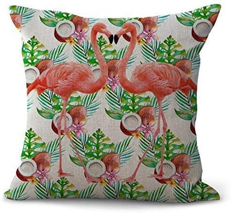 Cusomcardphone Flamingo Print Colored Cotton Linen Cushion Covers 45cm x 45 cm Decorative Throw Pillow Covers Pillow Cases Throw Pillows for Sofa