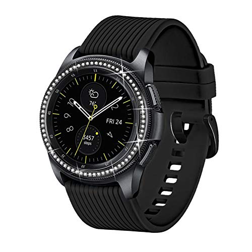 Dsytom Jewelry Bezel Ring Compatible with Galaxy Watch Bezel 42mm,Gear Sport Watch Bezel Cover Protector Adhesive Loop Anti Scratch Design for Samsung Galaxy Watch 42mm/Gear Sport(Black)