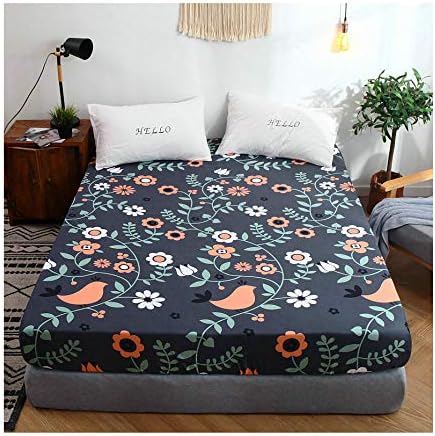 KFZ Flower Leaf Printed Fitted Sheet Bedsheet Bed Protector Without Pillowcases for Kids Single Double Bed 4 Sizes Nature Leather Cloud Plant Designs 1PC (Leaf A, 35”x80” 1pc)