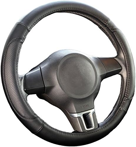 Black Microfiber Leather Car Steering Wheel Cover - Smooth Grip, Odorless, Heat-Resistant Steering Cover - Slim Universal Fit, 15 Inch Diameter by Ingalle Auto