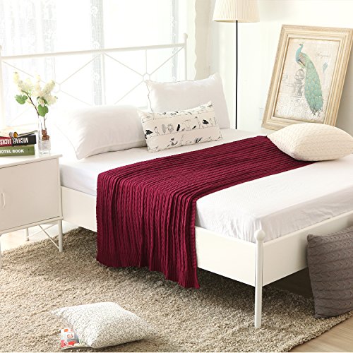 image for iSunShine® Cotton Knitted Cable Throw Soft Warm Cover Blanket Cable K