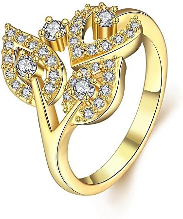 Women Charms Jewelry Romantic Gold Plated Zircon Botany Statement Rings