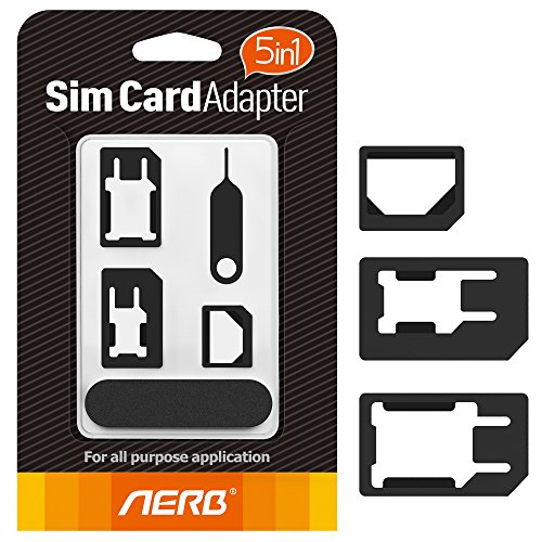 Sim Card Adapter, Aerb 5in1 Nano Micro Sim Card Adapter Kit with Sander