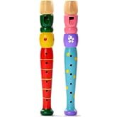 OREN 2PCS Wooden Flutes Musical Instrument Early Education Develop Recorder Woodwind Musical Educational Toy for Children (Random Color)