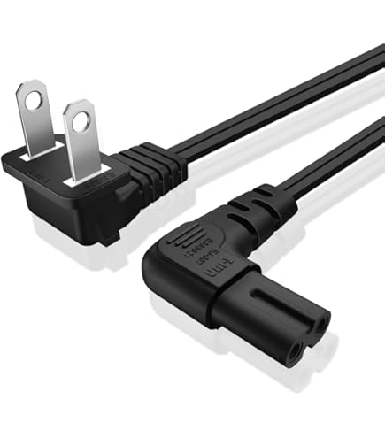 TNP Universal 2 Prong Angled Power Cord (15 Feet) - NEMA 1-15P to