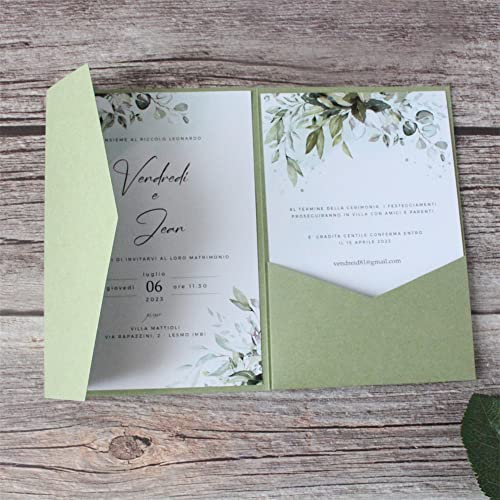 MillaSaw - Olive Green Wedding Invitation Box for Wedding, Engagement, Graduation, Anniversary, 25 Pieces (Olive Green)