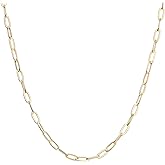 PAVOI 14K Gold Plated Curb Paperclip Box Sphere Bead Snake Herringbone and Figaro Chain Adjustable Necklace
