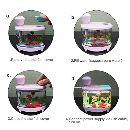 Azmall Cool Air Humidifier Essential Oil Diffuser Air Purifier, 460ML Fish Tank Mist Humidifier with 7 Changing Colors LED Lights and Timer for Home,Office,Bedroom,Living Room - Pink