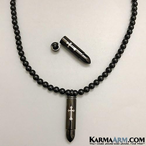 Necklace | Cross Prayer Box | Black Onyx | Reiki Healing Chakra Jewelry | Urn Cremation Necklaces | Mens &amp; Womens Beaded Yoga Jewelry