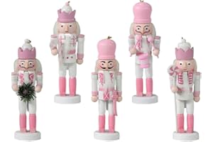 DIDISEAON 5pcs Christmas Nutcrackers Ornament Soldier Nutcracker Puppet Statue Christmas Present Accessory Wooden Soldier Figurines for Home Tree Decor Use