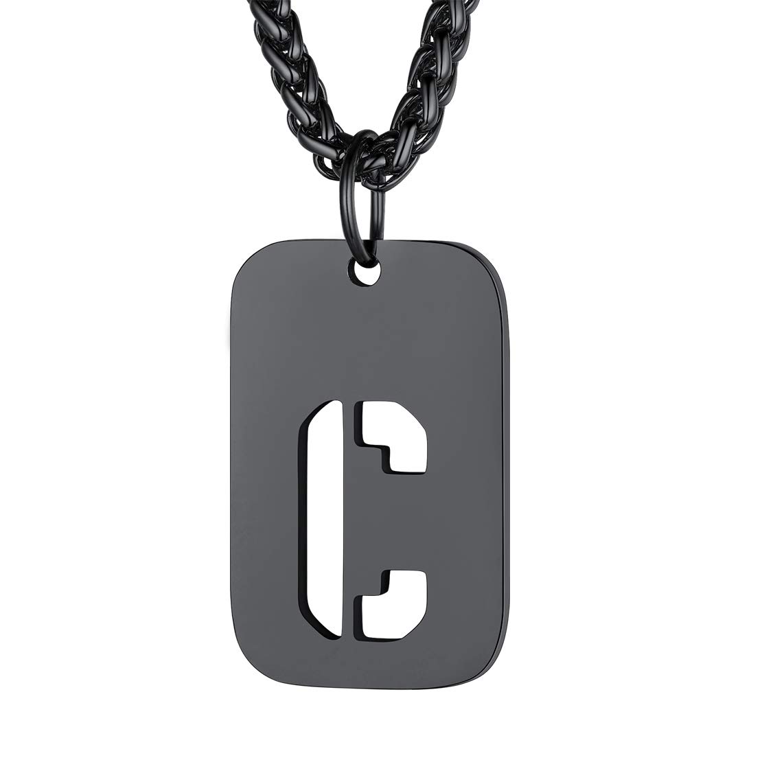 FindChic Dog Tag Necklace for Men C Initial Necklace Letter C