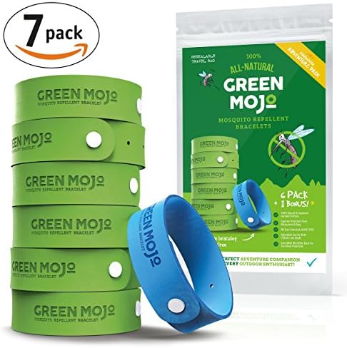 100% Natural Travel Insect Repellent Bracelets โ Six (6) Pack + 1 Bonus โ Mosquitoes Repeller Perfect For Outdoor โ Adventure Bundle For More Than 500 Hours Total Protection โ Safe for Children