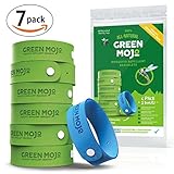 Green Mojo 100% Natural Mosquito Repellent Bracelet - Six (6) Pack + 1 Bonus - Safe & Easy Personal Mosquito Repeller - Extra Wide For Perfect Outdoor Insect Repellent - Safe for Kids