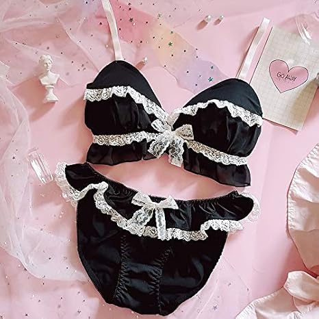 Amazon Co Jp Ifkmのソフト姉妹ロリータセクシーなランジェリーかわいいキティ猫の爪ミルクシルクなしリム三角形カップブラセット下着 Set Black Witch M 70abc75ab ホビー