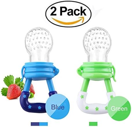 Fresh Food Feeder Pacifier (2 Pack) Nibbler baby Fruit Mesh Feeder Teething Toy Silicone Pouches for Toddlers & Kids