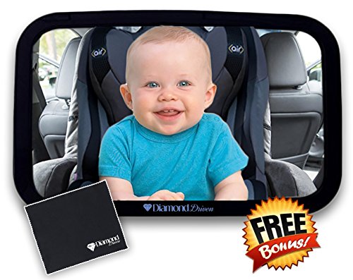 Baby mirror for car - safety with secure headrest double-strap, r…