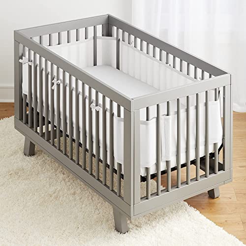 Coclux Baby Cot Bumper,Baby Boys Girls Nursery Breathable Crib Bed Liner Bumper Set,Airflow Safe 3D Mesh Crib Liner. (White)
