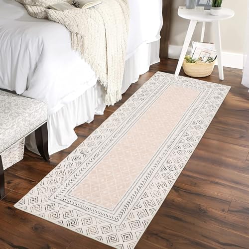 Washable Runner Rug 2x6 Solid Runners Low Pile Anti-Skid Hallway Rug with Bord…