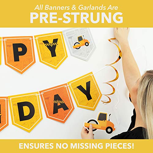 Construction Birthday Party Supplies By Nest Party Designs (179 Pieces) Transportation Party Supplies For Boys or Theme Decorations For Girls Who Love Trucks, Foil Balloons, Builders Hard Hat or Dump Truck Toys