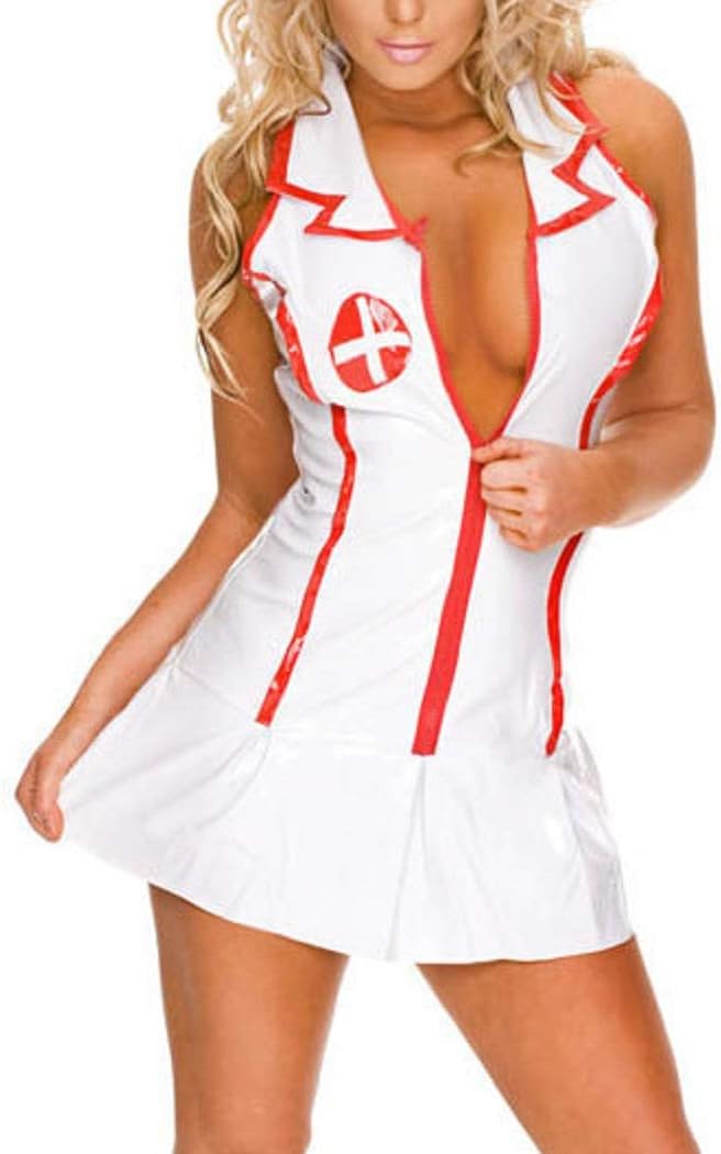 FONDBERYL Nurse Role Play Dressing up Costume Complete Outfit Adult Nurse Fancy Dress Costume Sexy Party