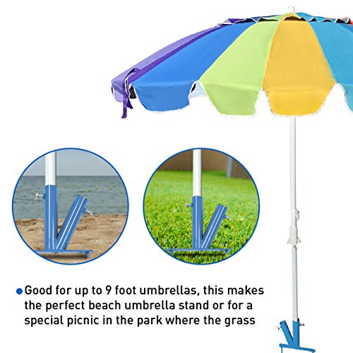 EasyGO Products Umbrella Stand - Sports Dual Umbrella Holder - Fishing Pole Stand - Beach Umbrella Stake, Blue - Thumbnail 3