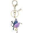 Bling Purple Style Butterfly Keychain Key Ring with Pouch Bag MZ847-1