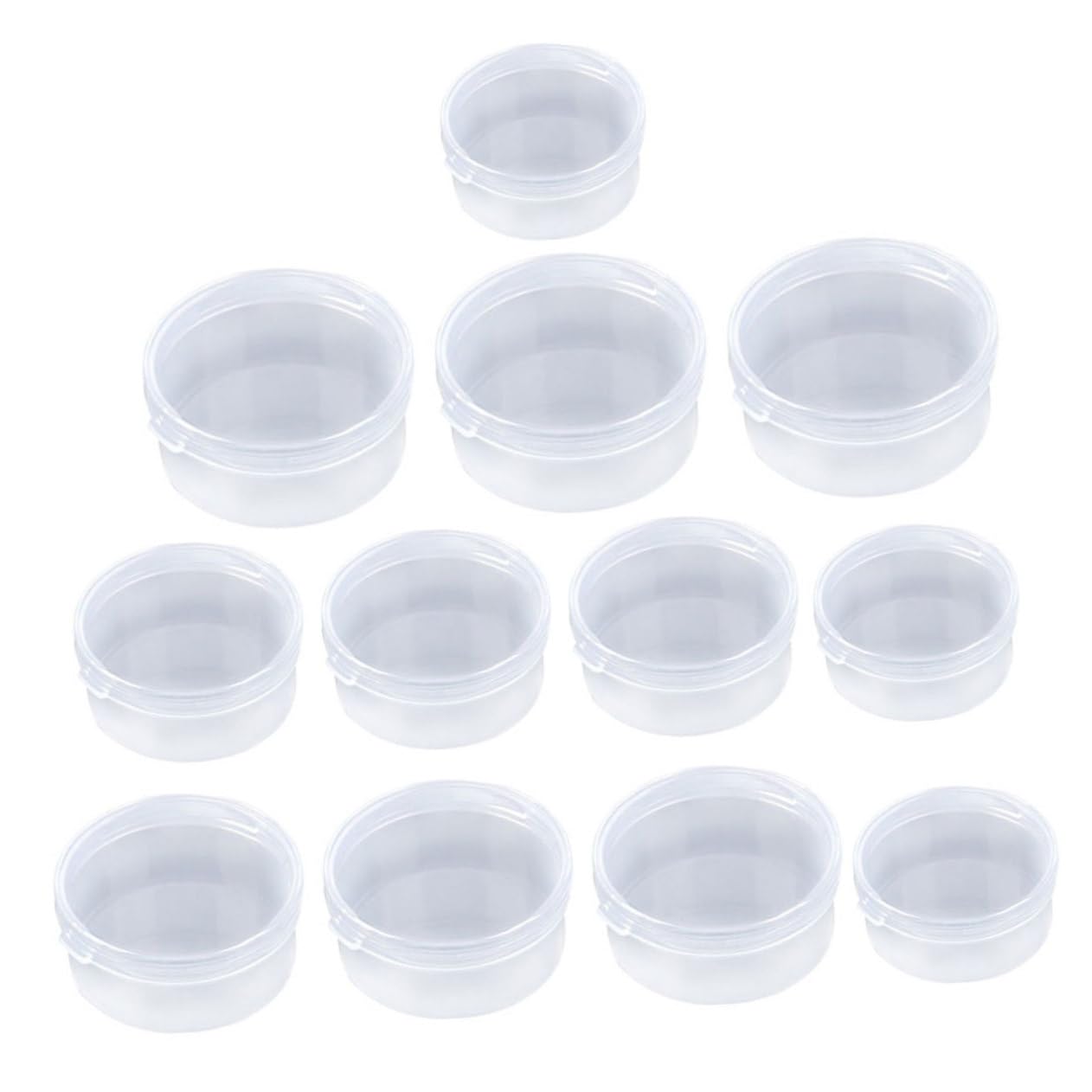 Artibetter 36pcs Round Mini Plastic Storage Box Small Clear Plastic Containers Travel Pills Box with Lids for Small Items Jewelry Findings Earplug Case and Other Craft Projects 2.95X2.95in