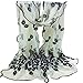 Datework Women Peacock Flower Embroidered Lace Scarf (Beige)