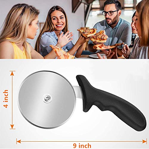 Pizza Cutter 2 Pack, Stainless Steel Pizza Cutter Wheel with 4 Inch Large Wheel, Sharp Pizza Slicer with Non Slip Handle Ideal for Pizza Lovers