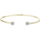 PROSTORY Moissanite Cuff Bracelet for Women, D Color VVS1 Moissanite Bracelet fit 7" Below Wrist, 925 Silver Open Bangle for Wife Birthday Gift - Gold Color