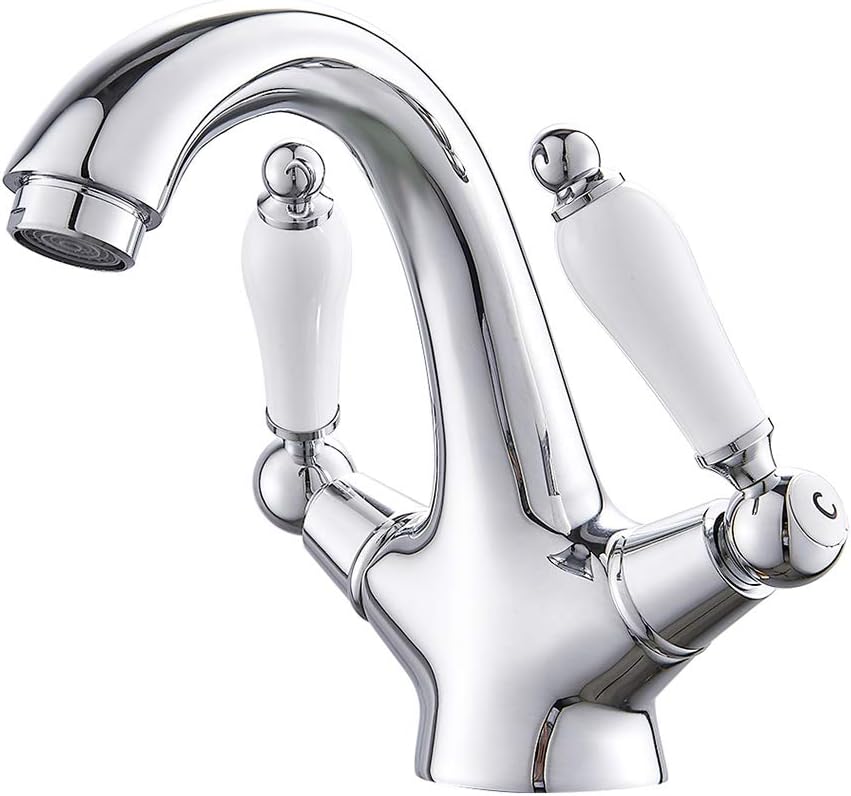 Dual Lever Basin Mixer taps Bathroom Sink tap Chrome hot and Cold Small Solid Brass luxry Faucet, Silver